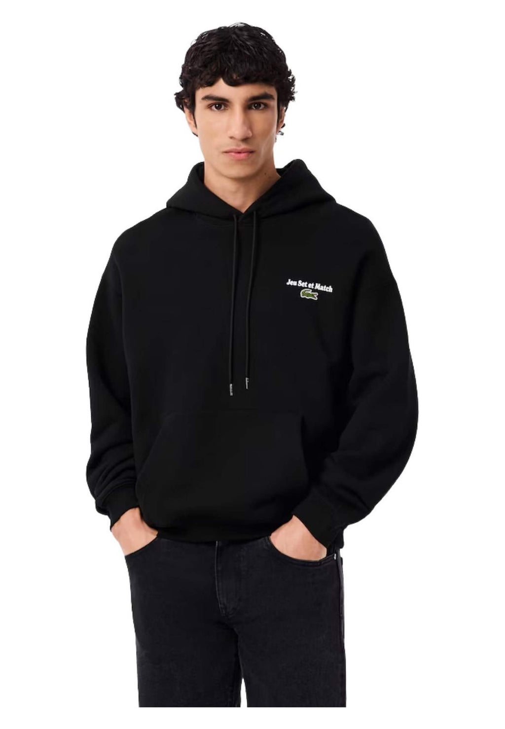 SUDADERA LACOSTE NEGRA JEU SET ET MATCH TENNIS HODDIE