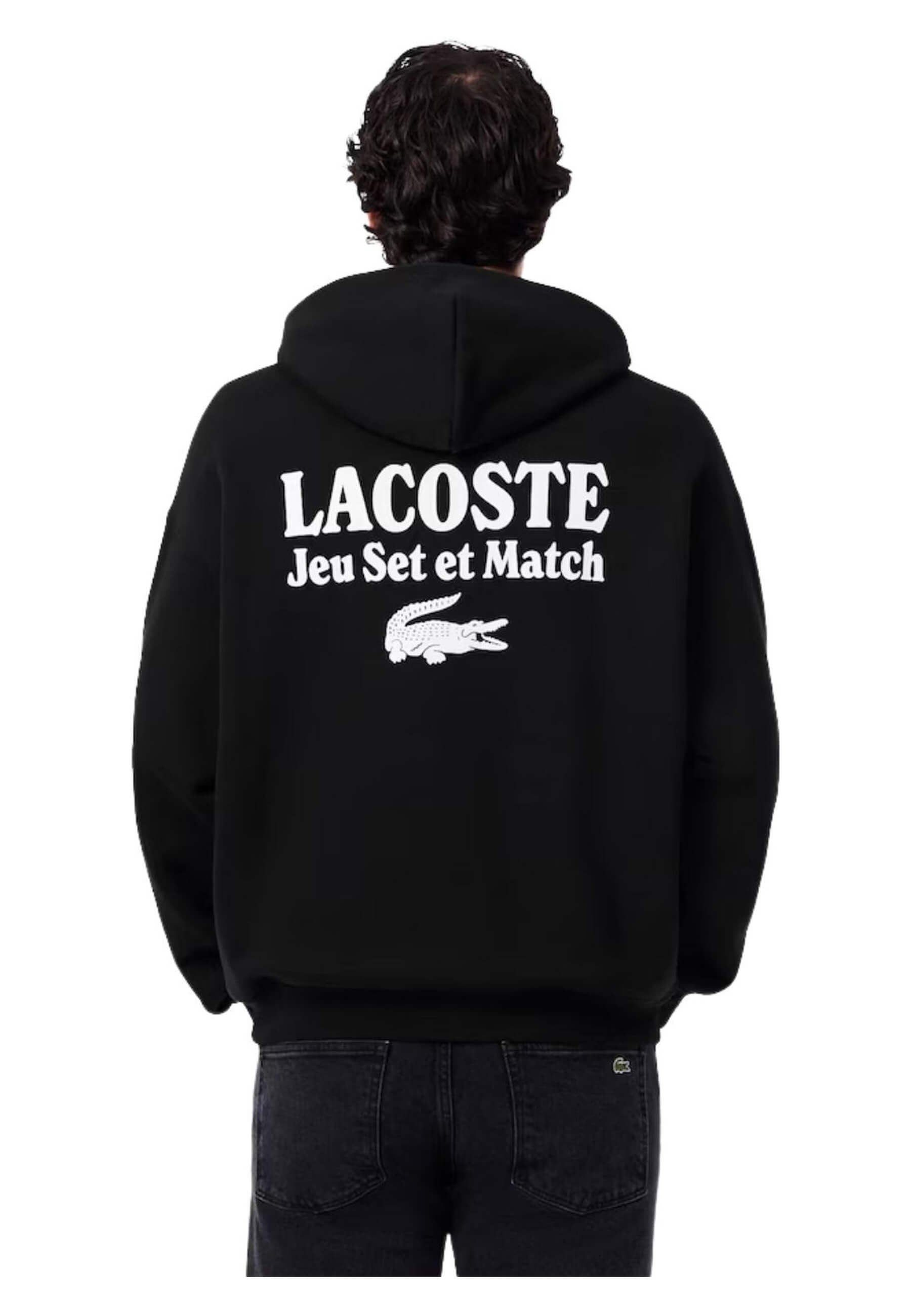 SUDADERA LACOSTE NEGRA JEU SET ET MATCH TENNIS HODDIE