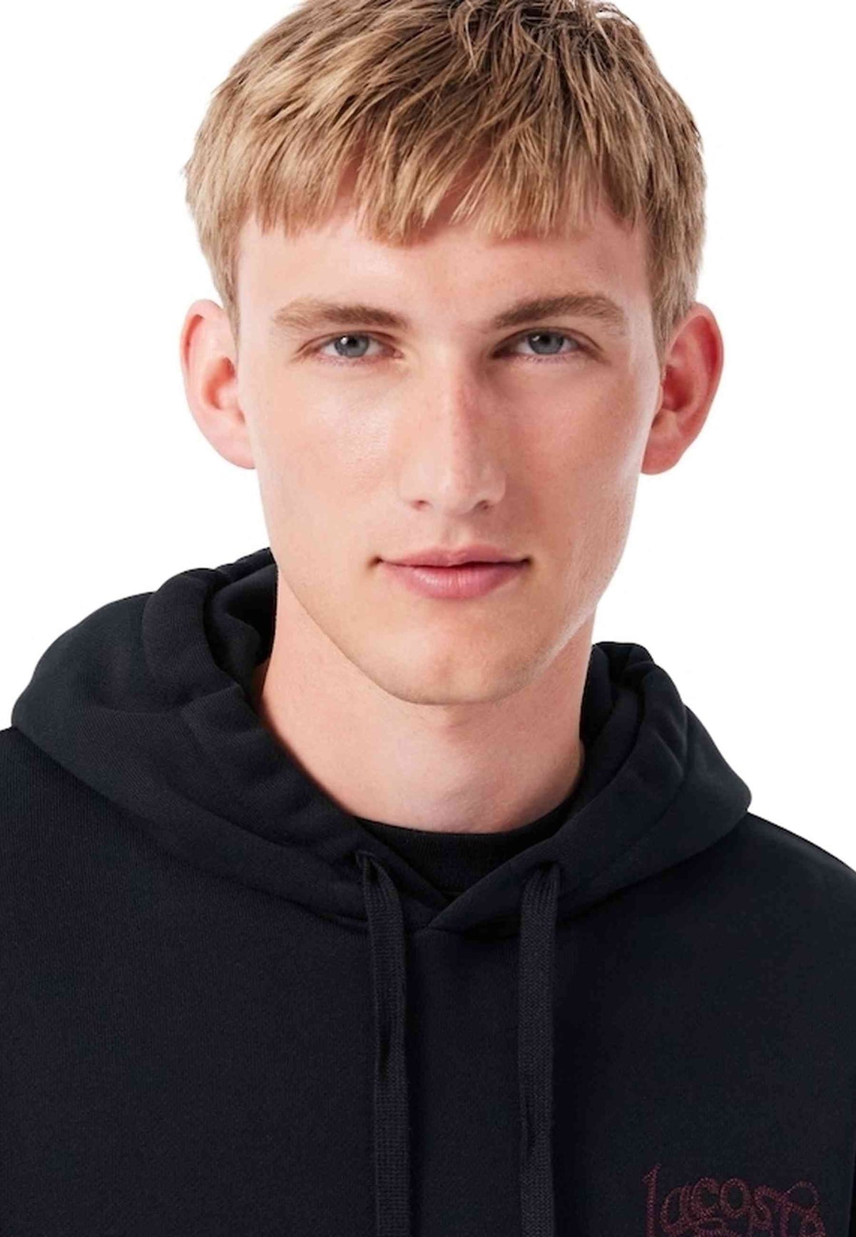 SUDADERA LACOSTE NEGRA WORDMARK EMBROIDERED HOODIE