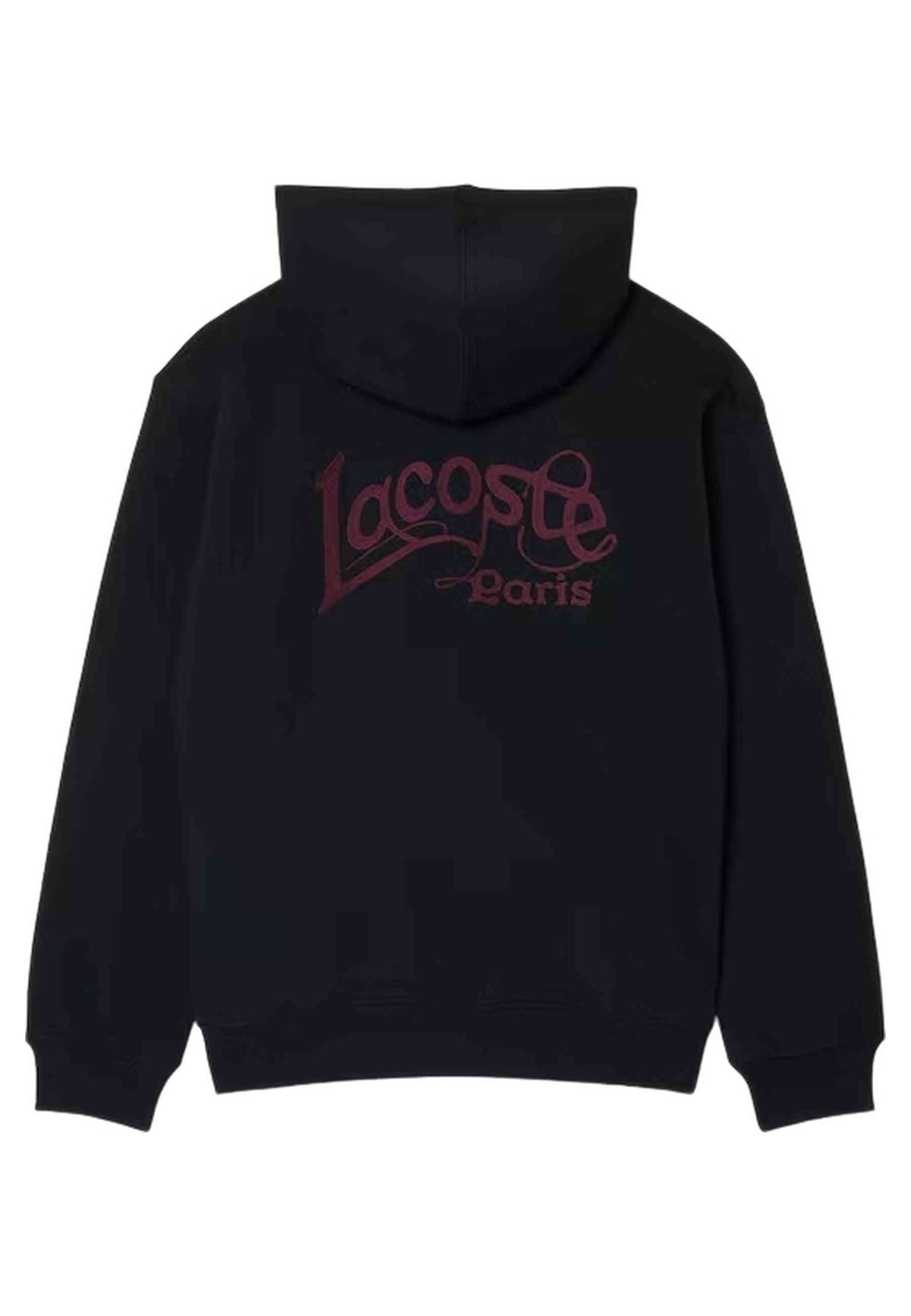 SUDADERA LACOSTE NEGRA WORDMARK EMBROIDERED HOODIE
