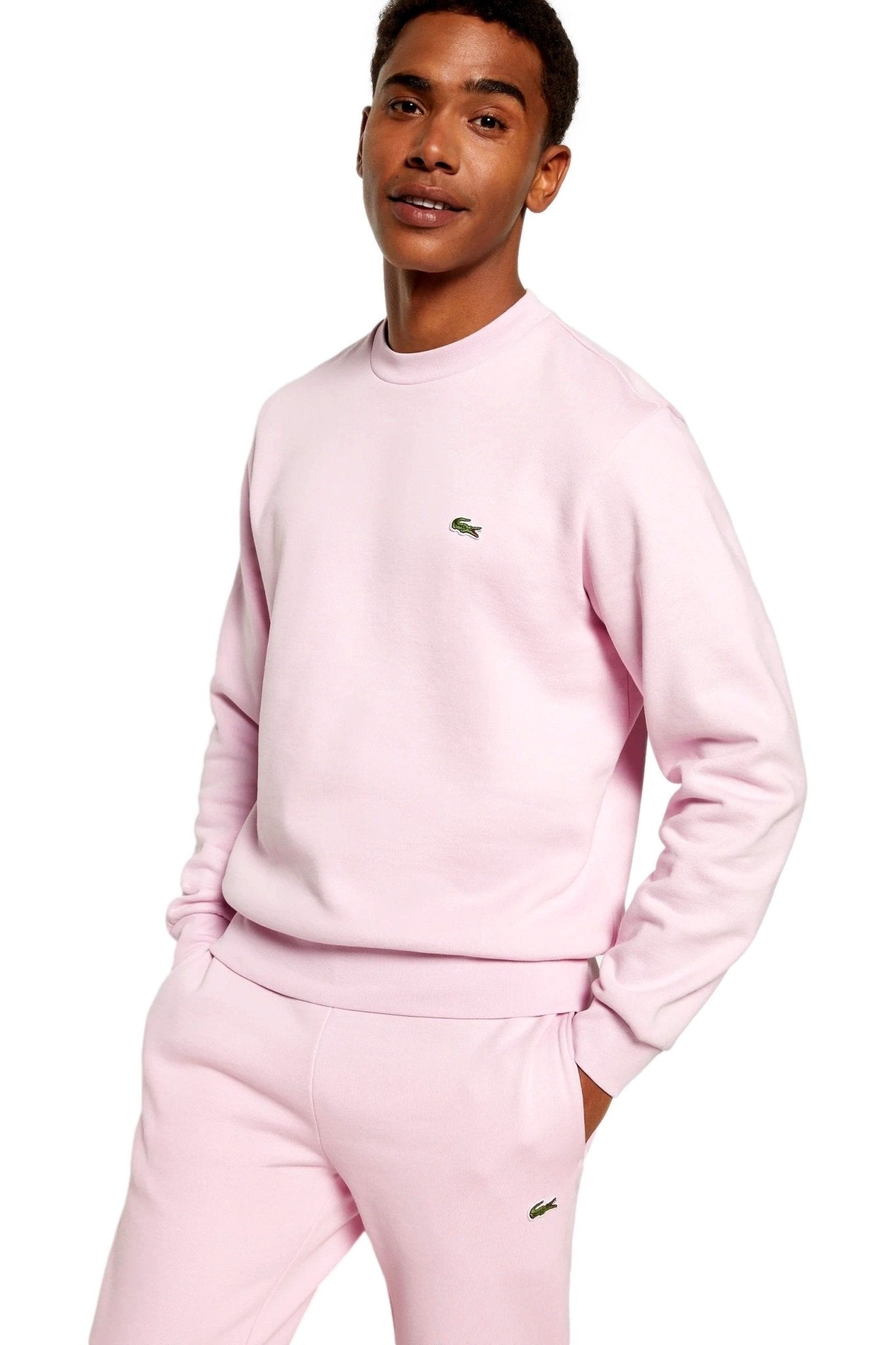SUDADERA LACOSTE ROSA SMALL LOGO CREWNECK - AREA ZERO