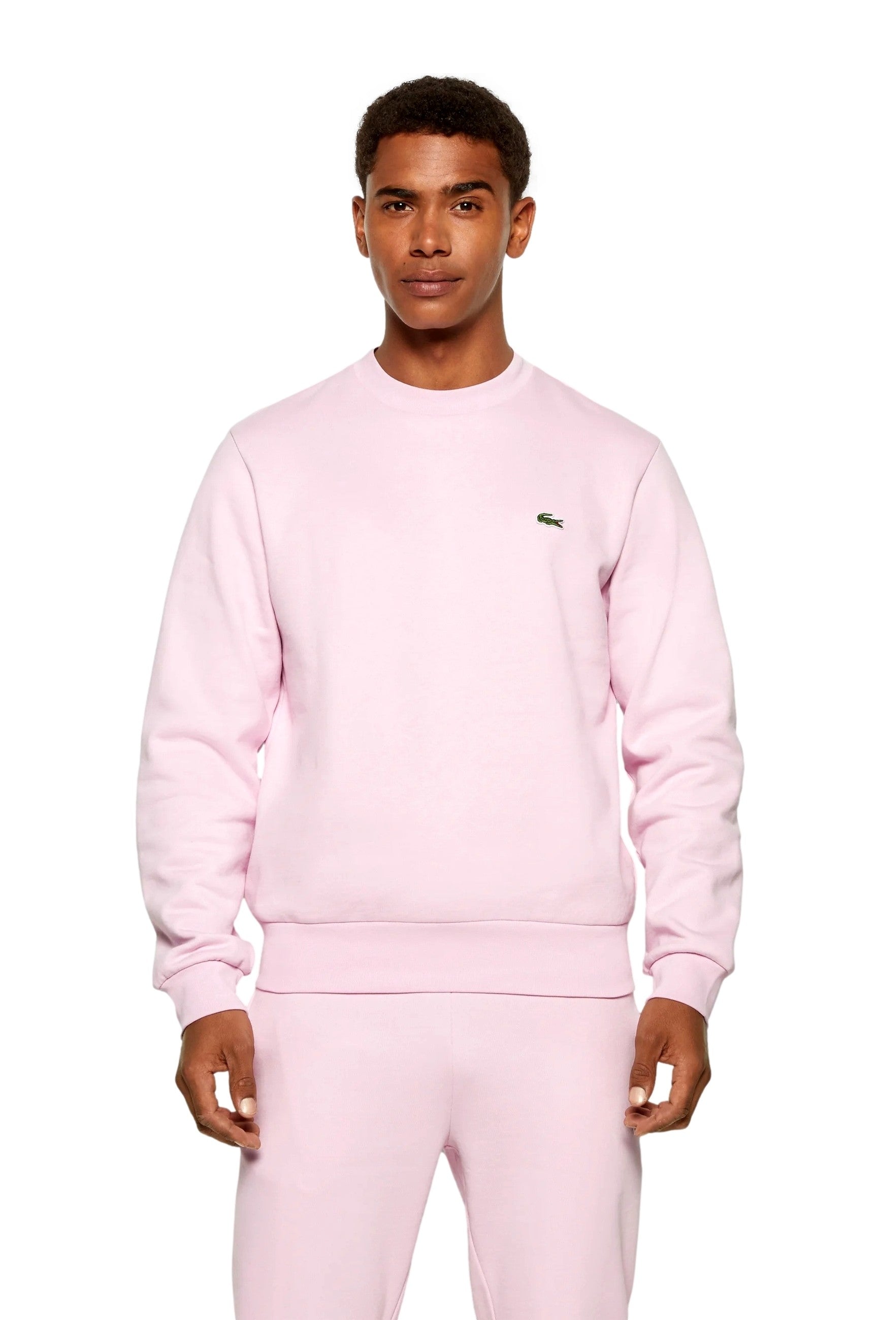 SUDADERA LACOSTE ROSA SMALL LOGO CREWNECK