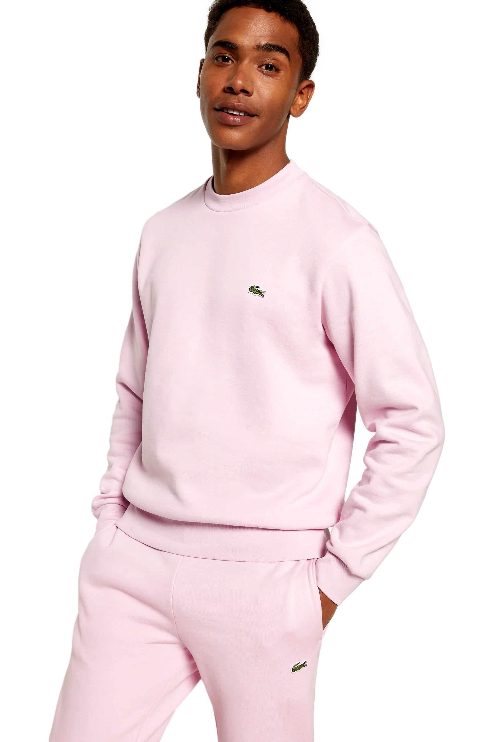 SUDADERA LACOSTE ROSA SMALL LOGO CREWNECK