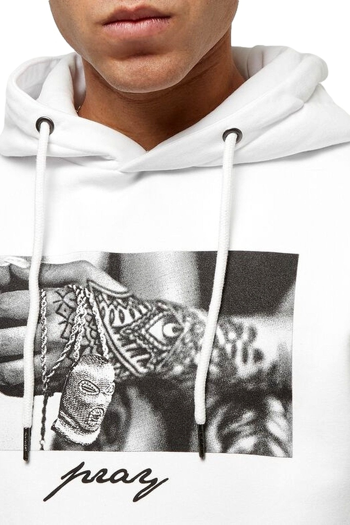 SUDADERA MISTER TEE BLANCA PRAY 2.0 HOODIE - AREA ZERO