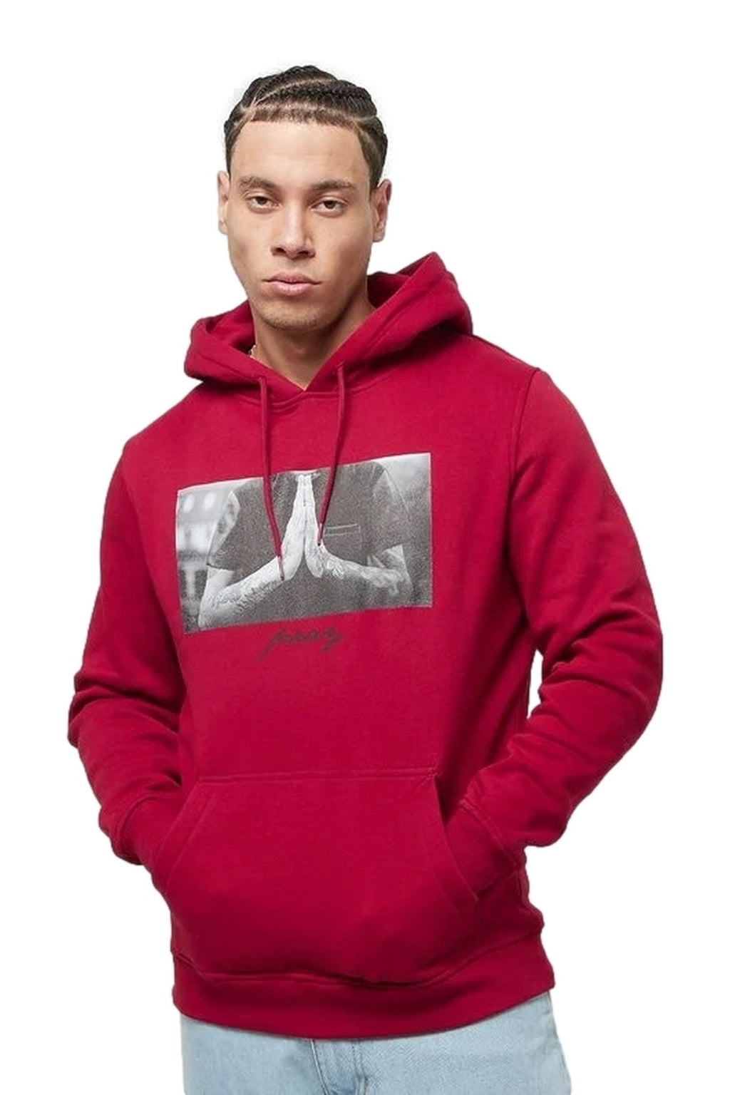 SUDADERA MISTER TEE GRANATE PRAY HOODIE - AREA ZERO