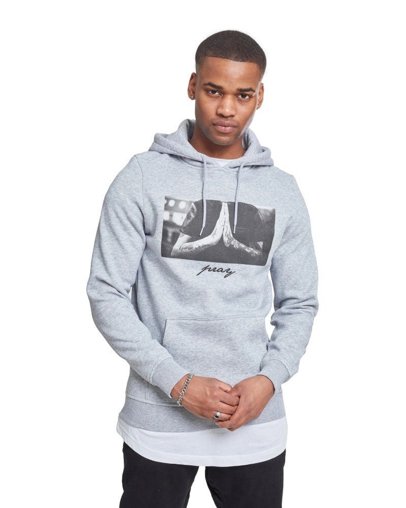 SUDADERA MISTER TEE GRIS HEATHER PRAY HOODIE - AREA ZERO