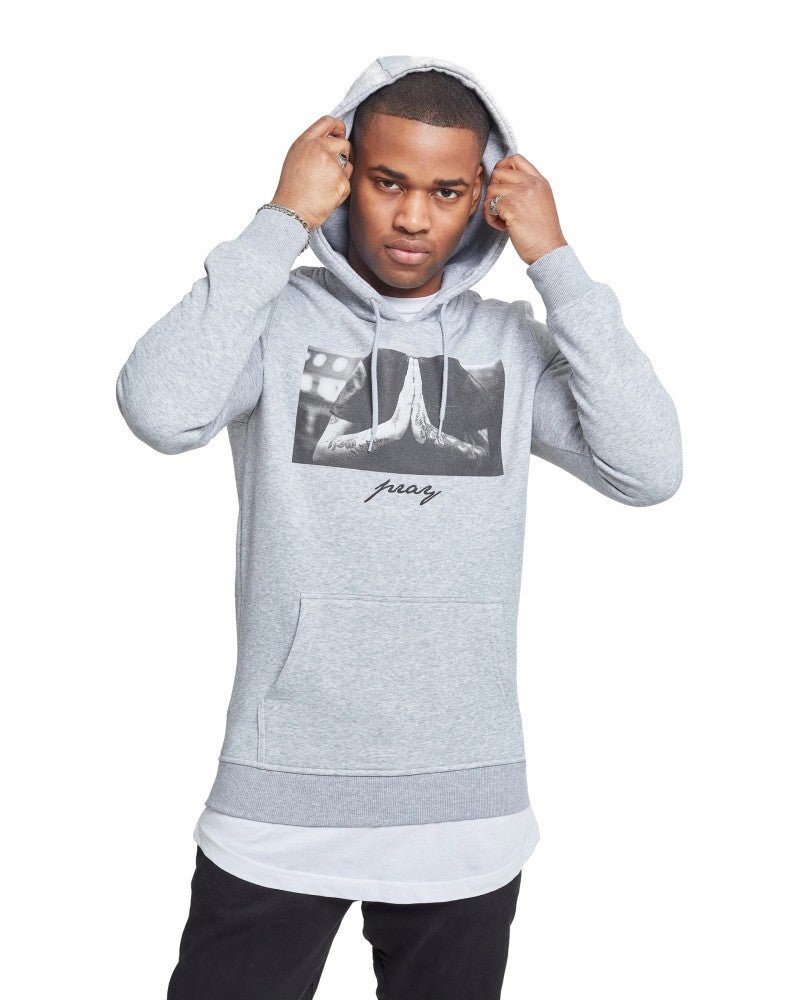 SUDADERA MISTER TEE GRIS HEATHER PRAY HOODIE - AREA ZERO