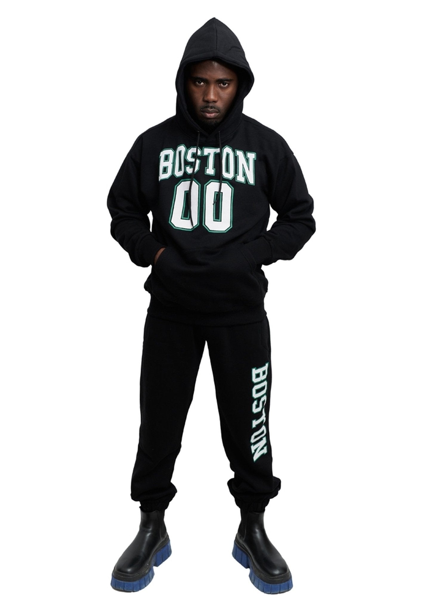 SUDADERA NEGRA BOSTON 00 HOODIE - AREA ZERO
