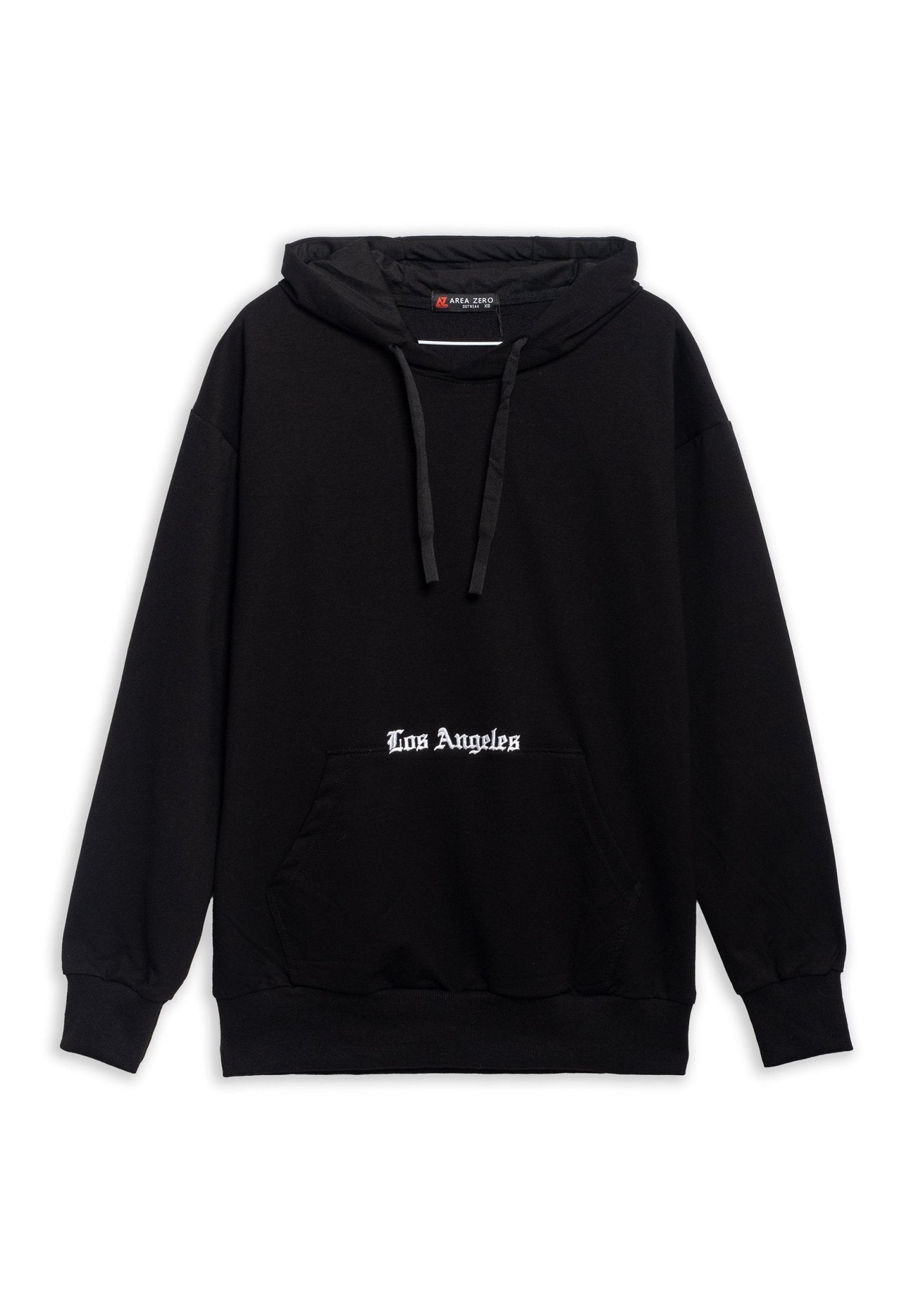 SUDADERA NEGRA LOS ANGELES BACK LOGO HOODIE - AREA ZERO