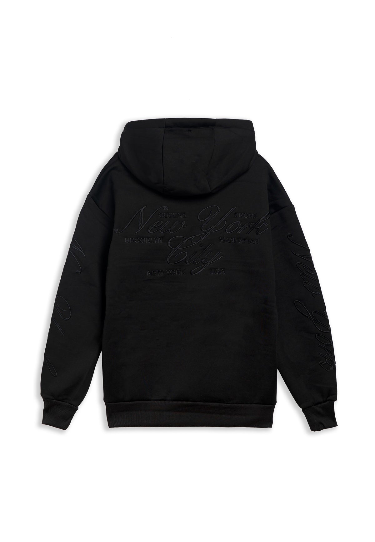 SUDADERA NEGRA NEW YORK CITY EMBROIDERED SLEEVE HOODIE