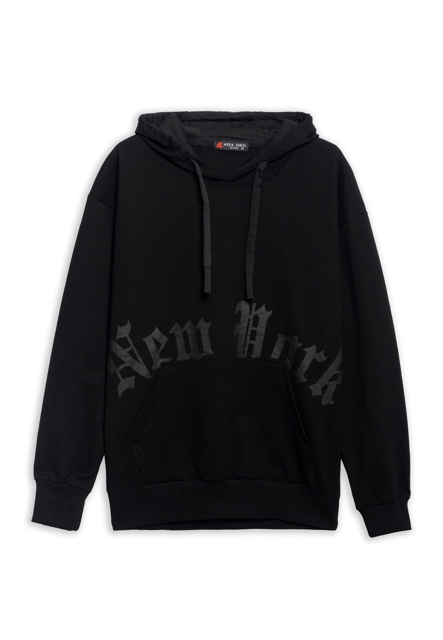 SUDADERA NEGRA NY FLOCKED HOODIE - AREA ZERO