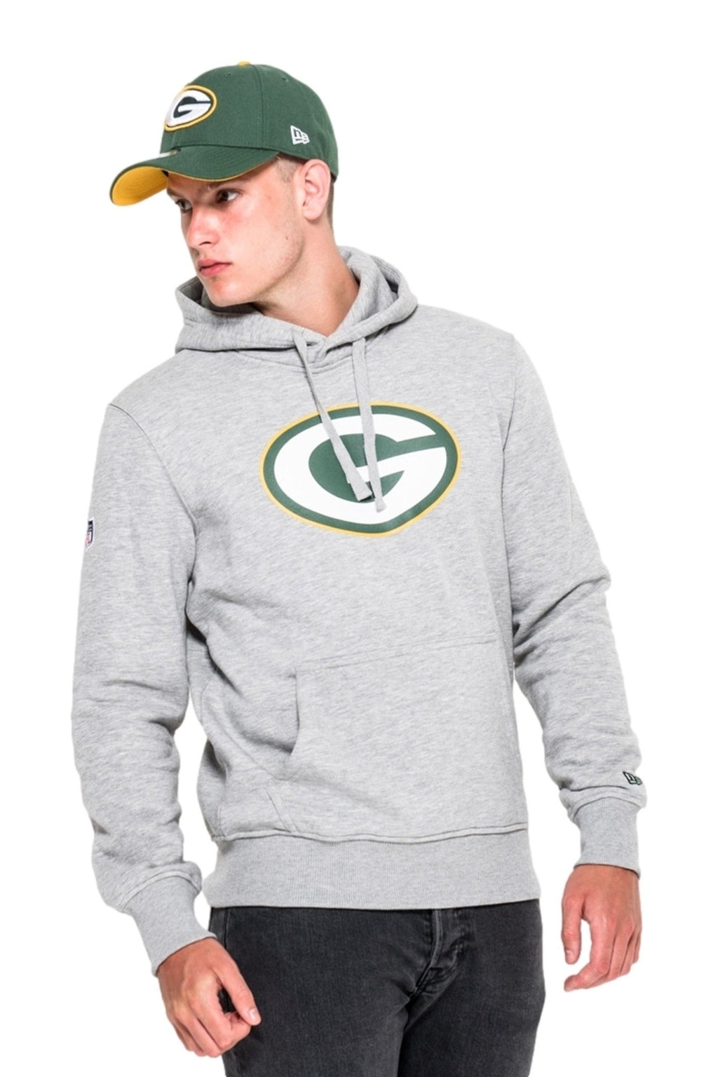 SUDADERA NEW ERA GRIS PACKERS TEAM LOGO PO HOODY - AREA ZERO