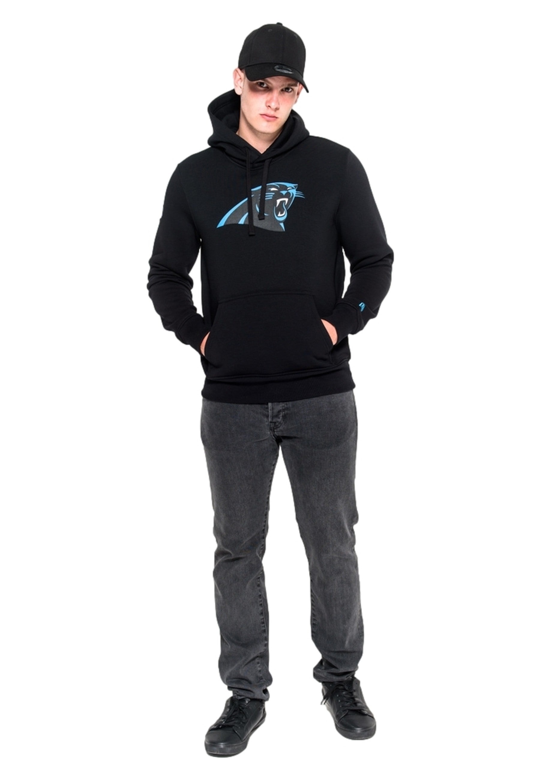 SUDADERA NEW ERA NEGRA PANTHERS TEAM LOGO PO HOODY CARPAN