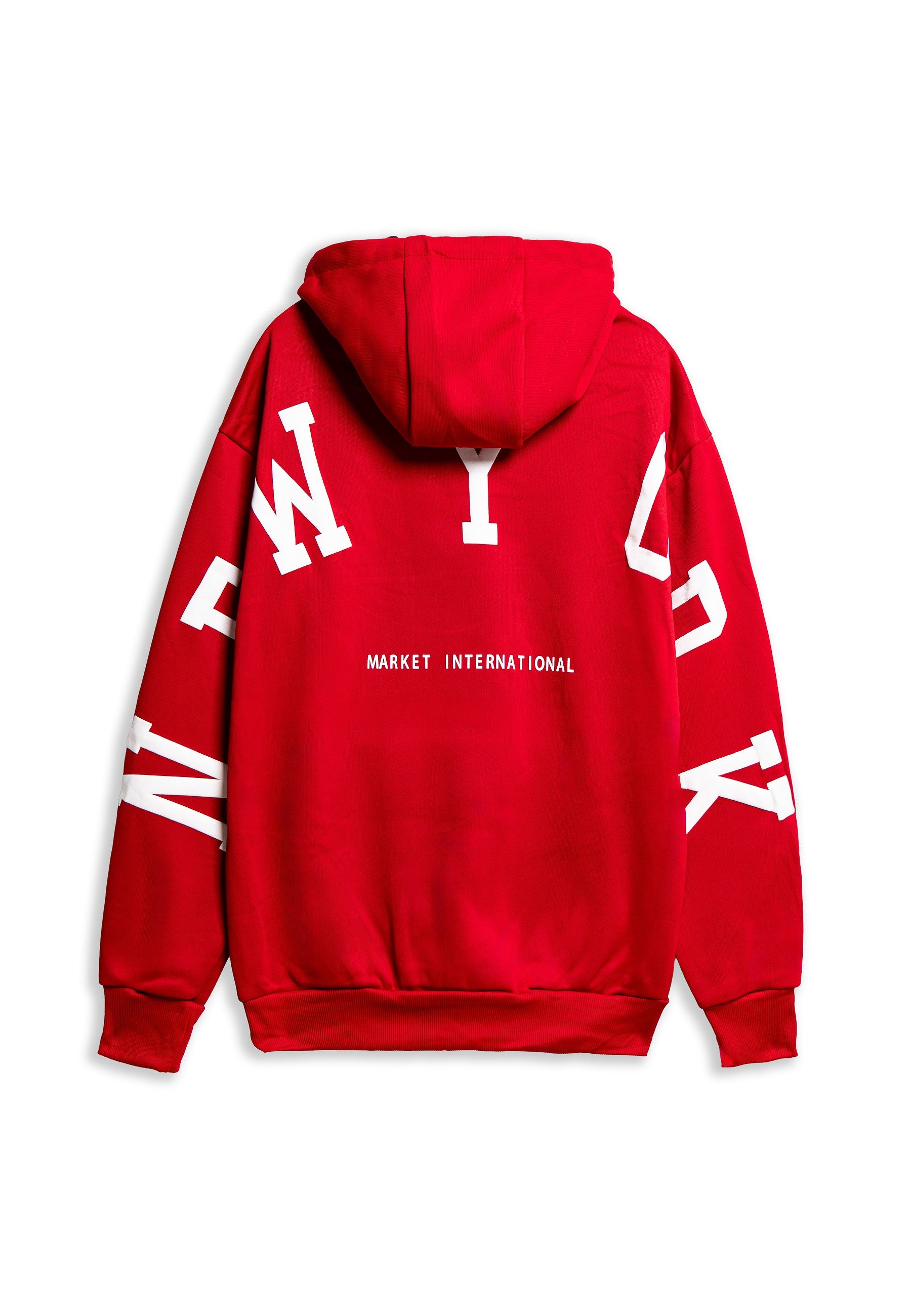 SUDADERA ROJA NEW YORK INTERNATIONAL MARKET HOODIE