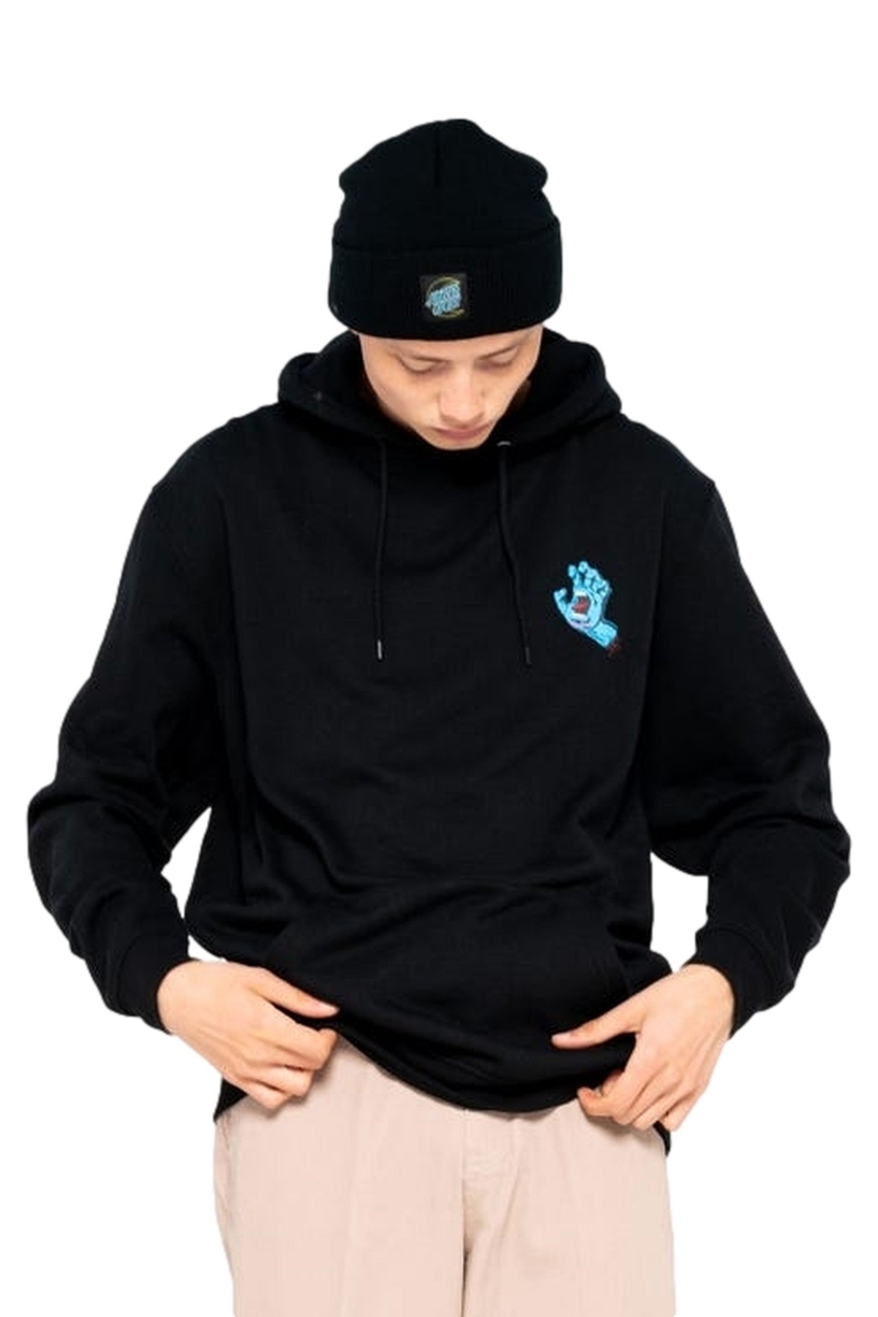 SUDADERA SANTA CRUZ NEGRA SCREAMING HAND CHEST HOODIE