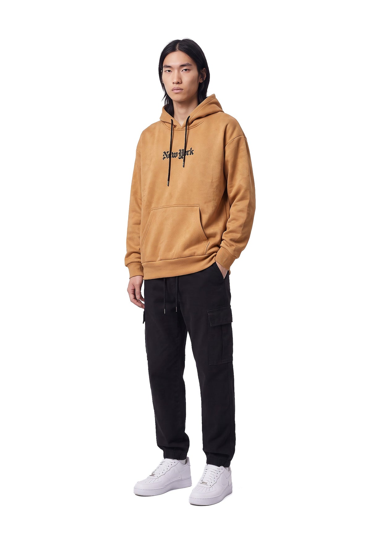 SUDADERA TOSTADA NEW YORK STATE OF MIND VELOUR HOODIE