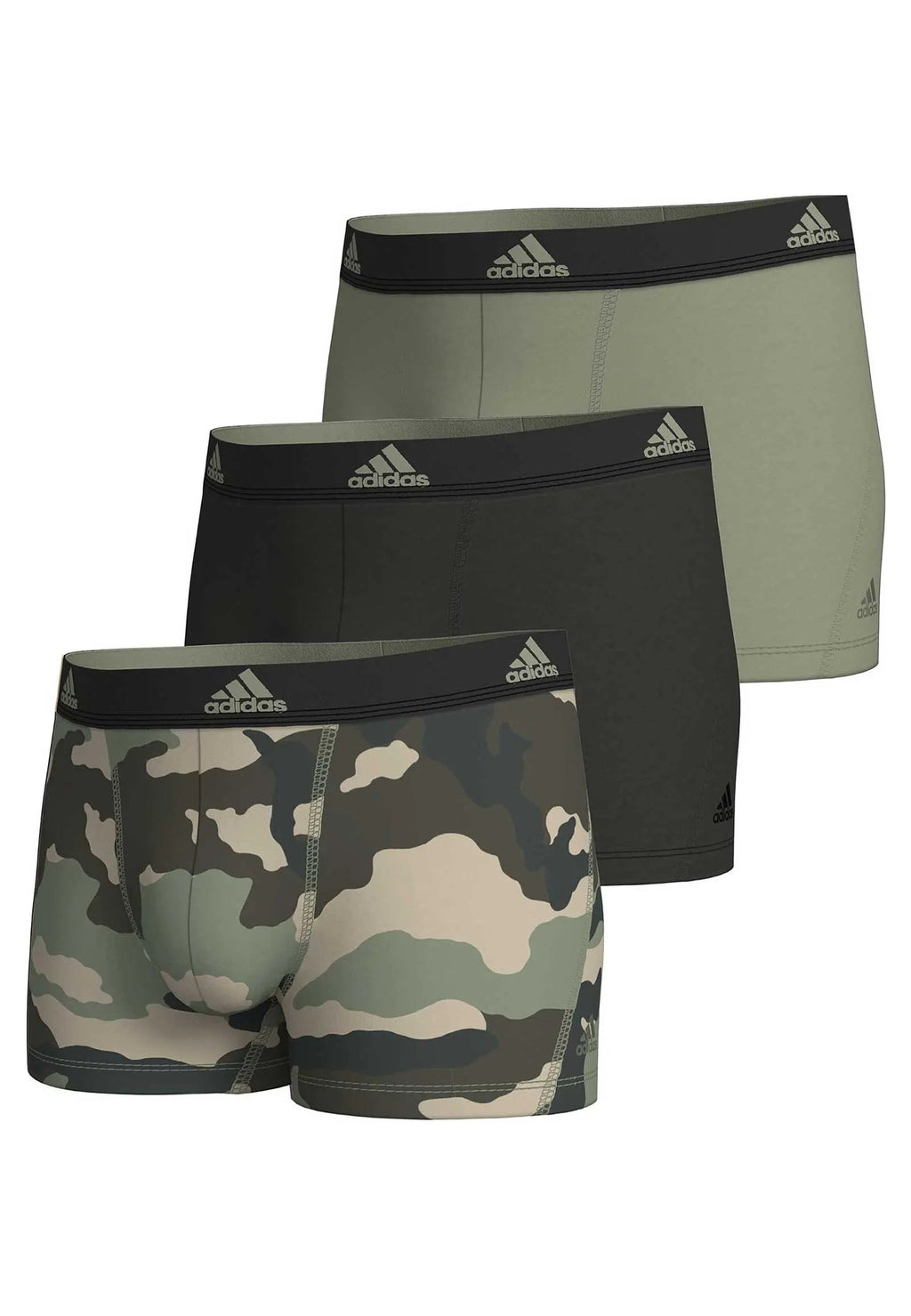 TRIPACK BOXERS ADIDAS VERDES ACTIVE FLEX COTTON CAMU PRINT