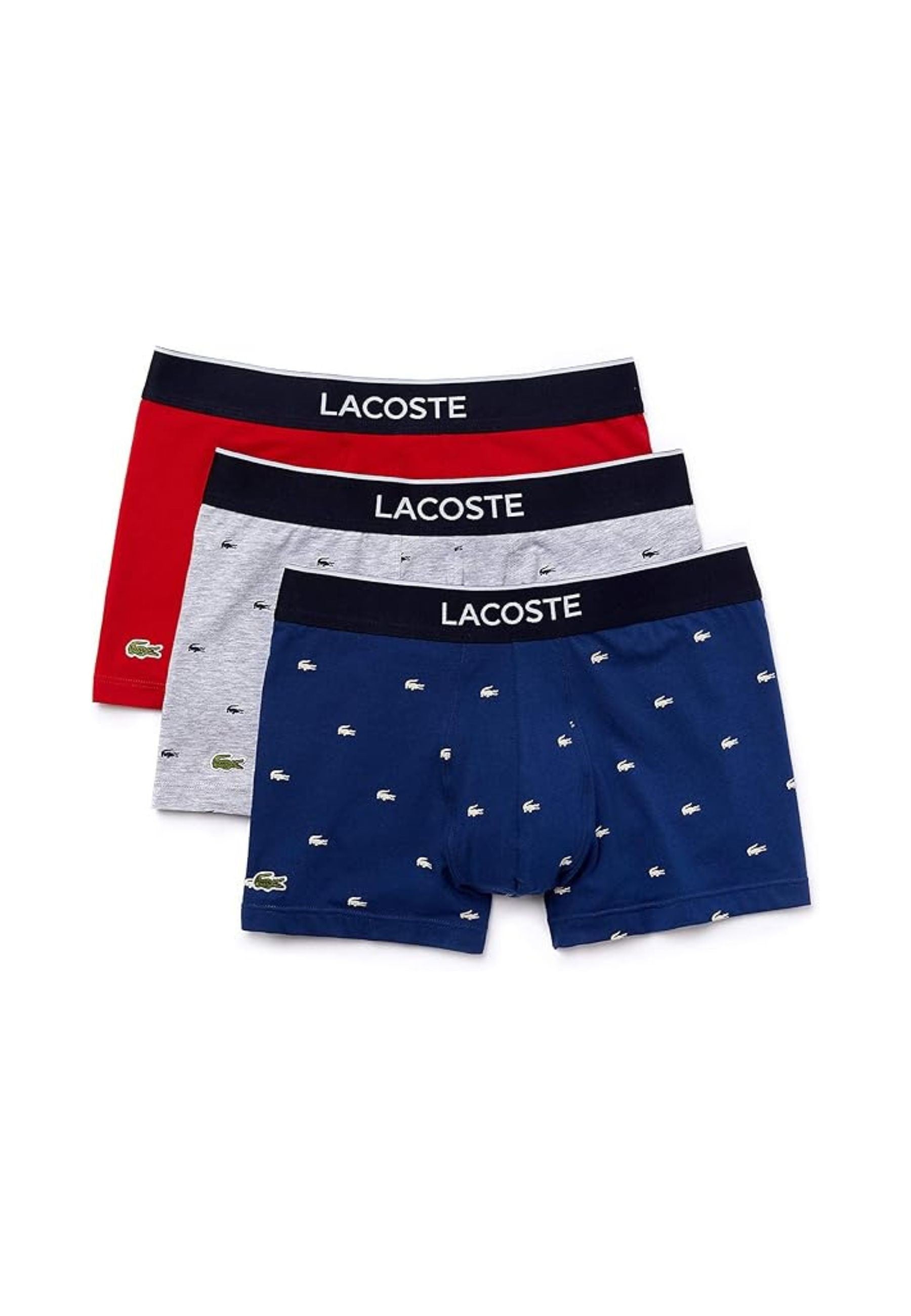 TRIPACK BOXERS LACOSTE METHYLENE-ARGENT-ROYAL MINI CROCOS