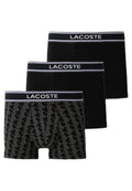 TRIPACK BOXERS LACOSTE NEGROS BASIC & MONOGRAM LOGO SHORT