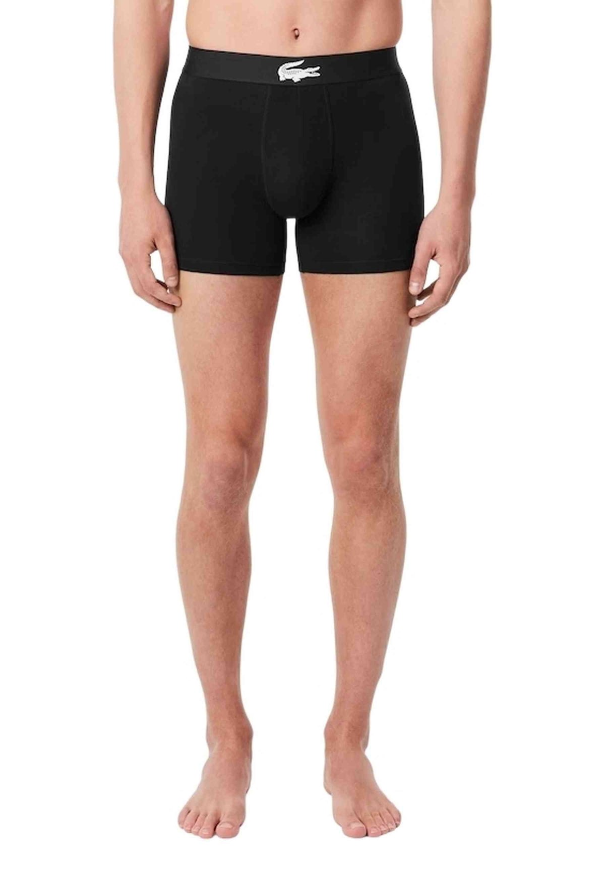 TRIPACK BOXERS LACOSTE NEGROS BIG CROCO WAISTBAND TRUNKS