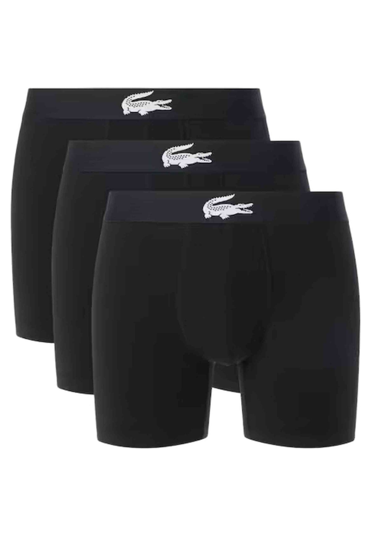 TRIPACK BOXERS LACOSTE NEGROS BIG CROCO WAISTBAND TRUNKS