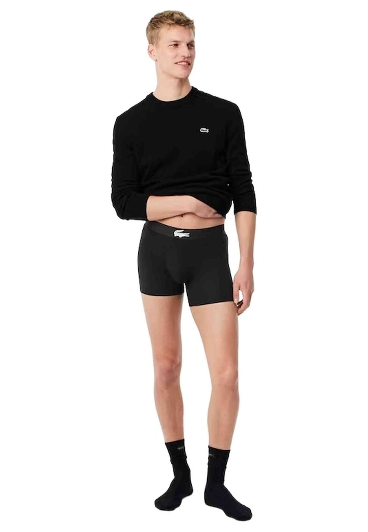 TRIPACK BOXERS LACOSTE NEGROS BIG CROCO WAISTBAND TRUNKS