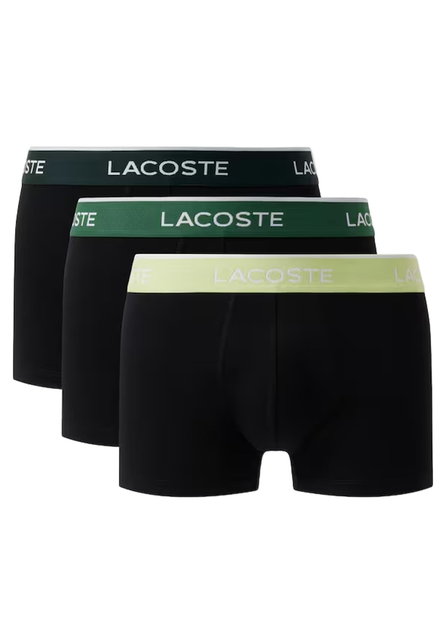 TRIPACK BOXERS LACOSTE NEGROS GOMAS VERDES 2NI COTTON TRUNK