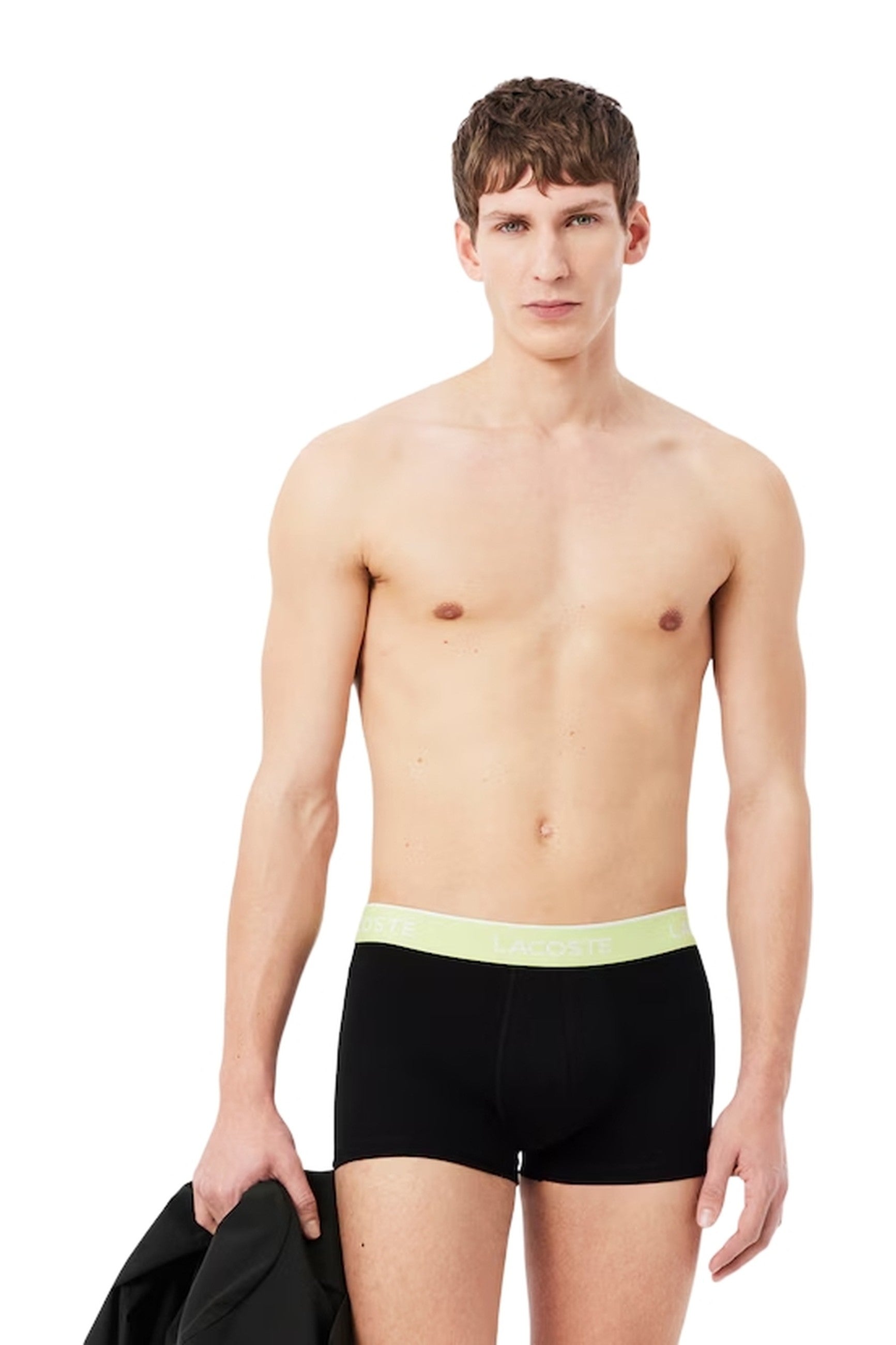 TRIPACK BOXERS LACOSTE NEGROS GOMAS VERDES 2NI COTTON TRUNK