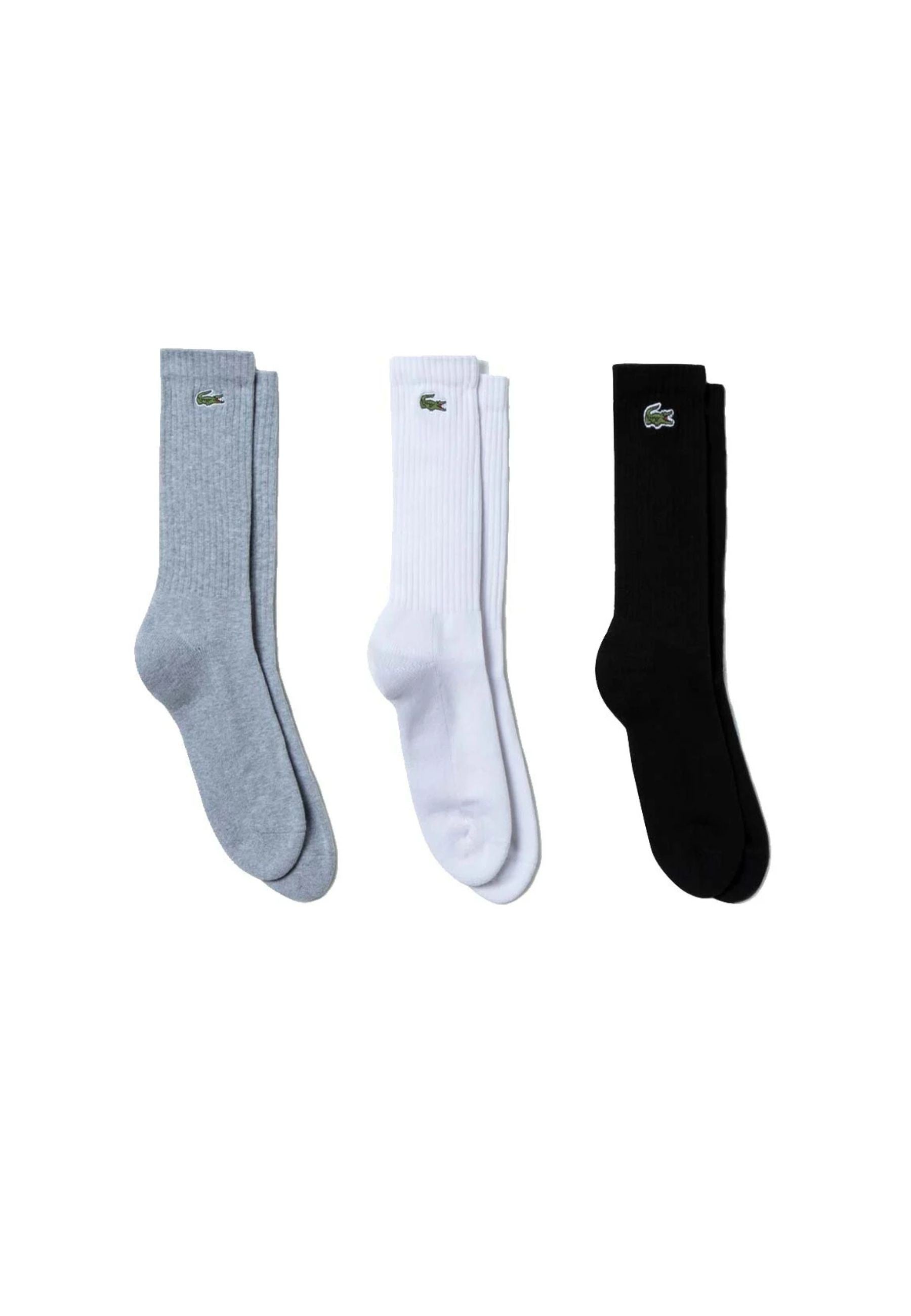 TRIPACK CALCETINES LACOSTE GRIS/BLANCO/AZUL CLASSIC LOGO SOCKS