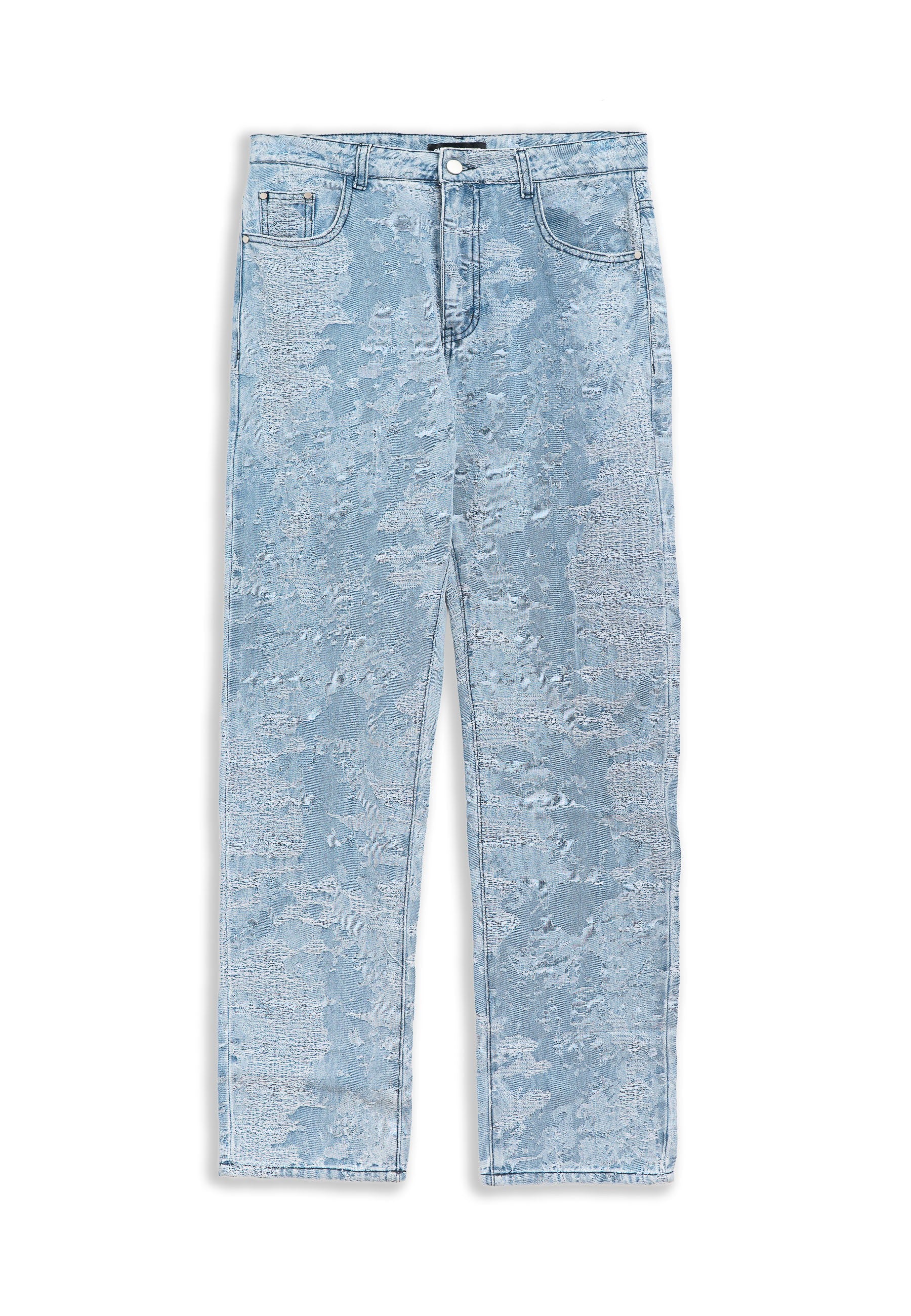 VAQUERO BLEACH DENIM CAMO WIDE LEG PANT