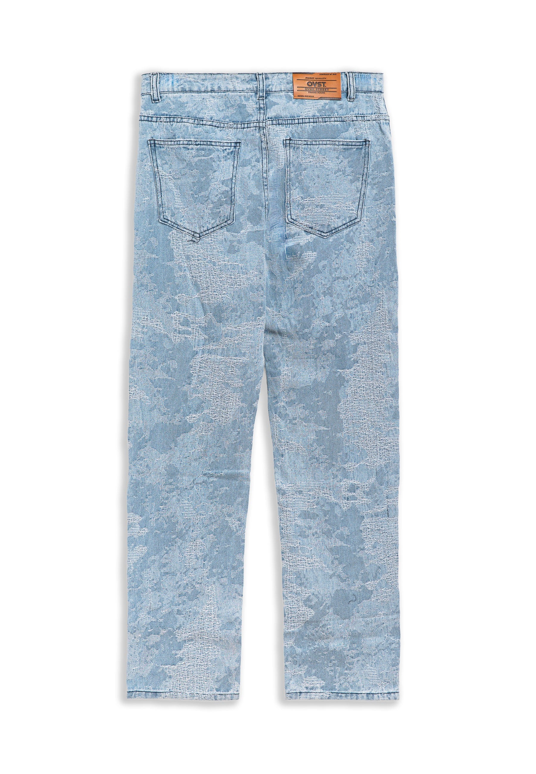 VAQUERO BLEACH DENIM CAMO WIDE LEG PANT