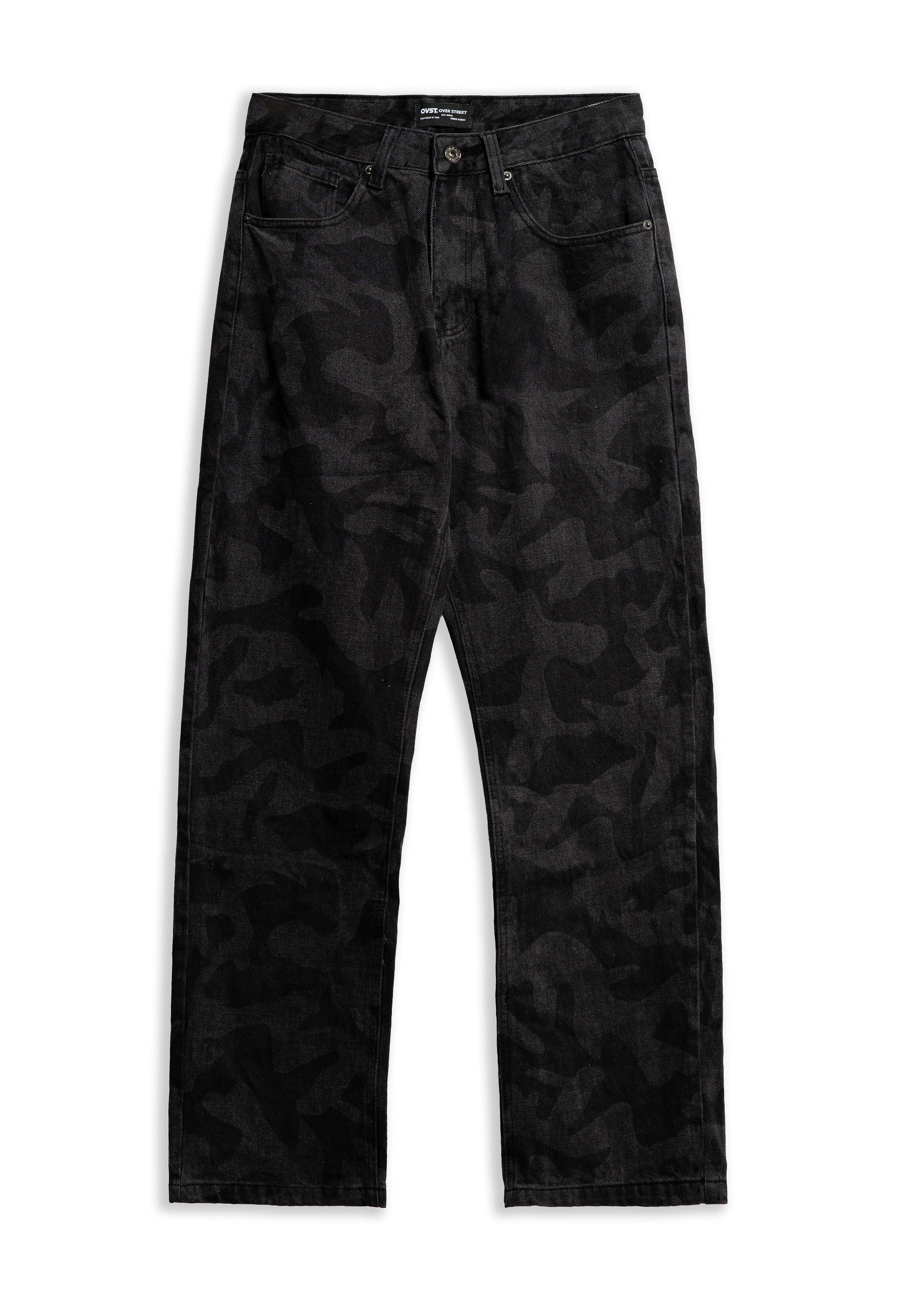 VAQUERO NEGRO GASTADO CAMO PRINT WIDE LEG PANT
