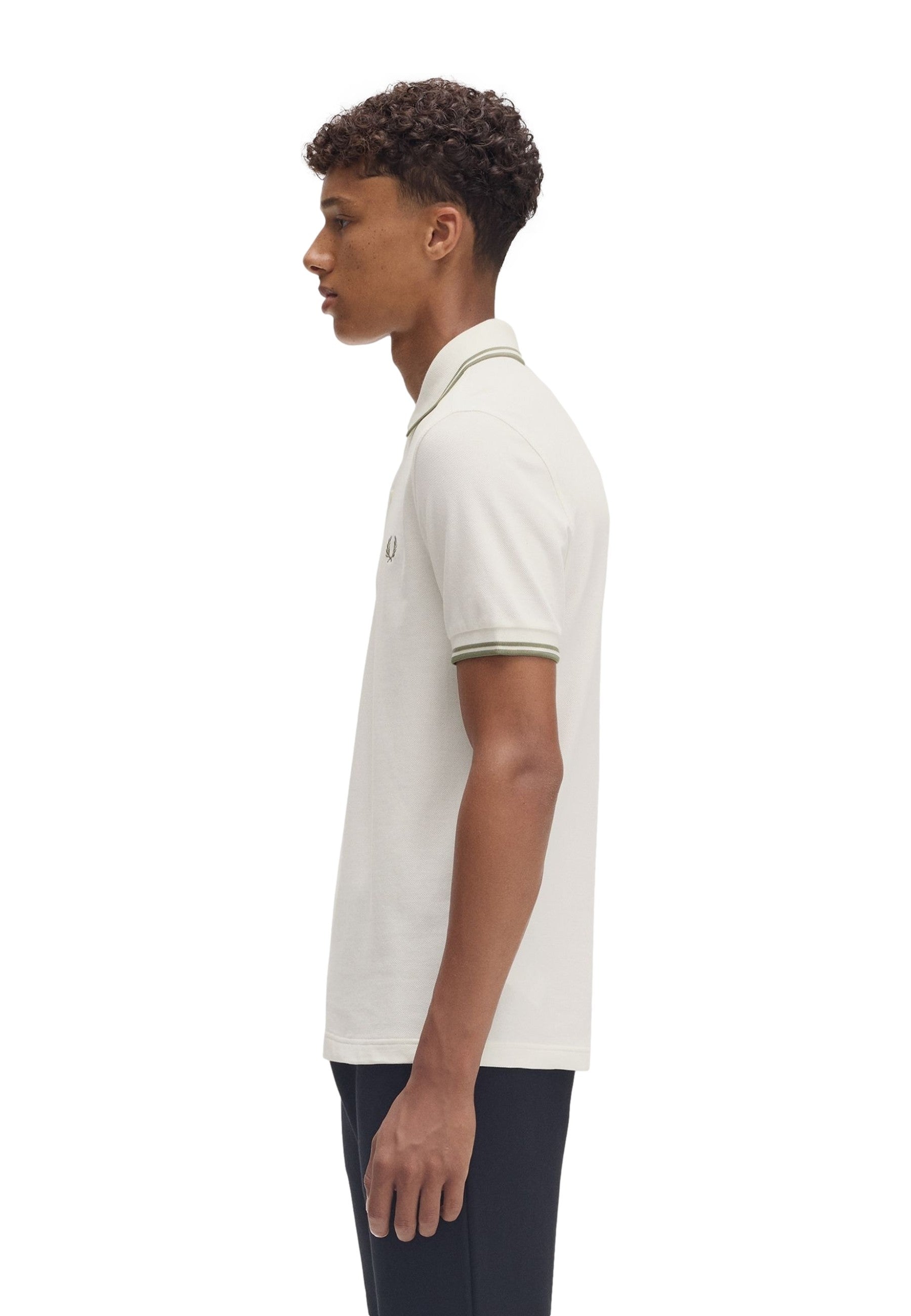 POLO FRED PERRY CRUDO/VERDE TWIN TIPPED SHIRT